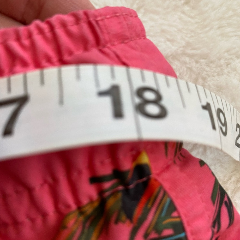Pink tucan print mini workout shorts / swim trunks. Best fits Small. - Picture 8 of 10